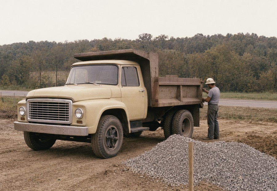 Archival-style photo of an early Laney dump truck on a Maryland job site