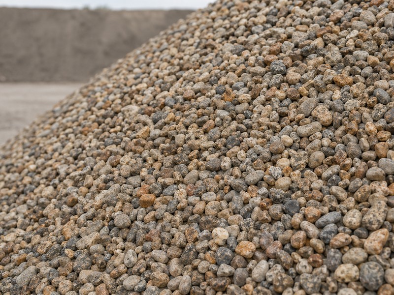 Processed gravel stockpile for driveway and drainage use