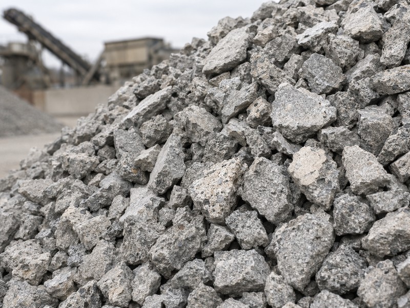 Crushed recycled concrete aggregate stockpile